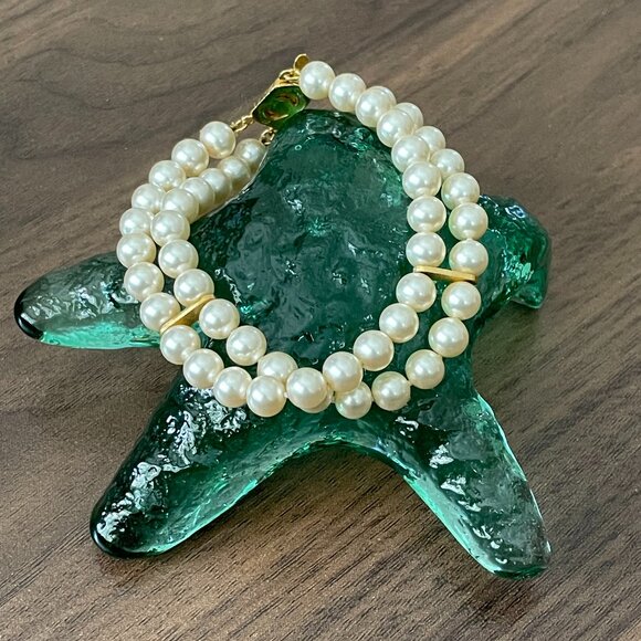 Double-Strand Glass Pearl Bracelet Ivory - Picture 2 of 6